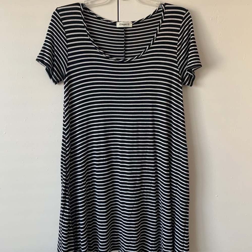 Black and white striped t-shirt dress
